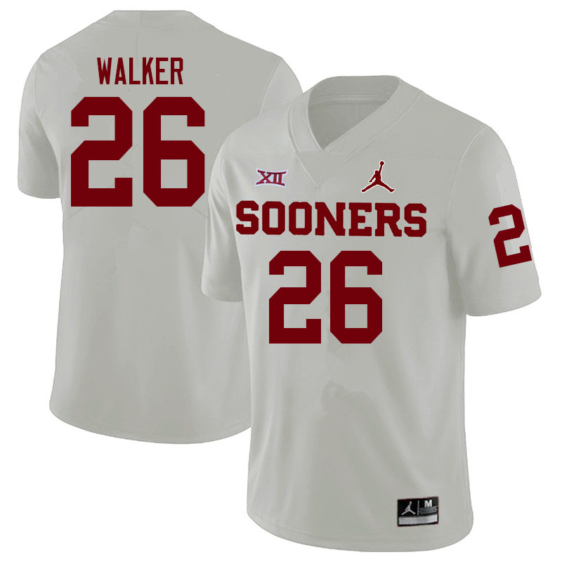 Men #26 Kani Walker Oklahoma Sooners College Football Jerseys Sale-White - Click Image to Close